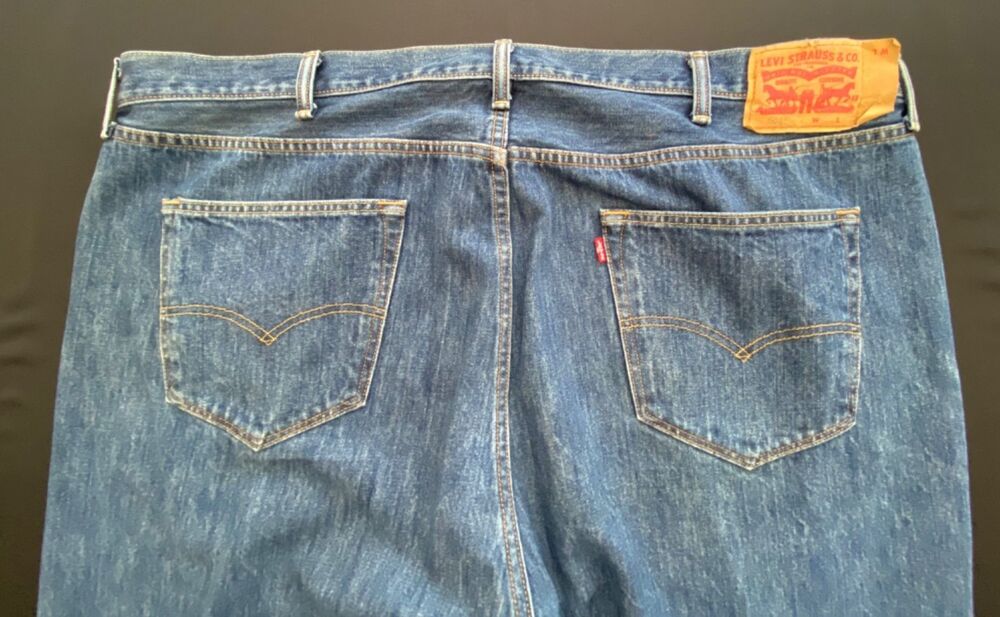 Levis 501 Regular Fit Straight Leg Blue Jeans Mens 46X30 Red Tab 5 Pocket Denim - Picture 6 of 12